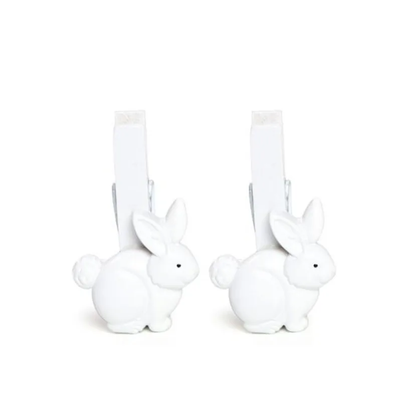 Prendedor Coelho Branco - 6 Jogo