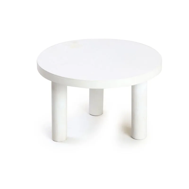 Banquinho de Madeira Cromus para Decoração Branco 26cmx10cm