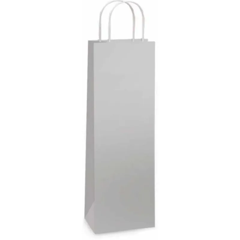 Sacola para Presente Decorada P/GARRAFA Lamin.prata 35X13X8C