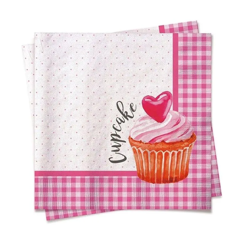 Guardanapo 33x33 Cupcake Pacote Com 20 Folhas