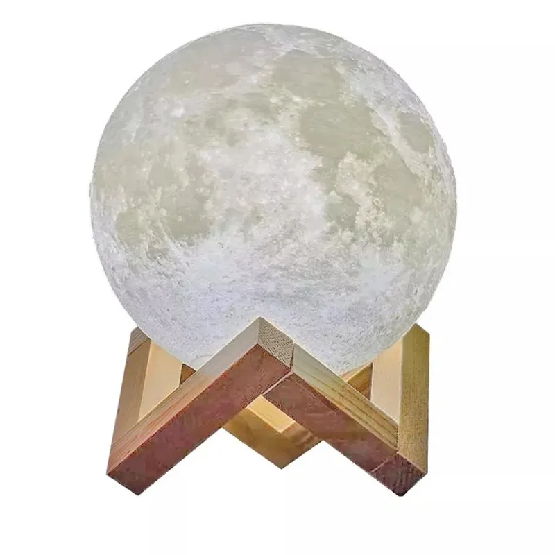 Luminária Lua Cheia 10cm 3d Abajur Led 2 Cores