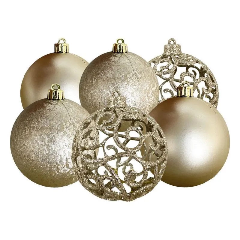 Kit Bolas De Natal 8cm Nude Texturizado 6und Cromus