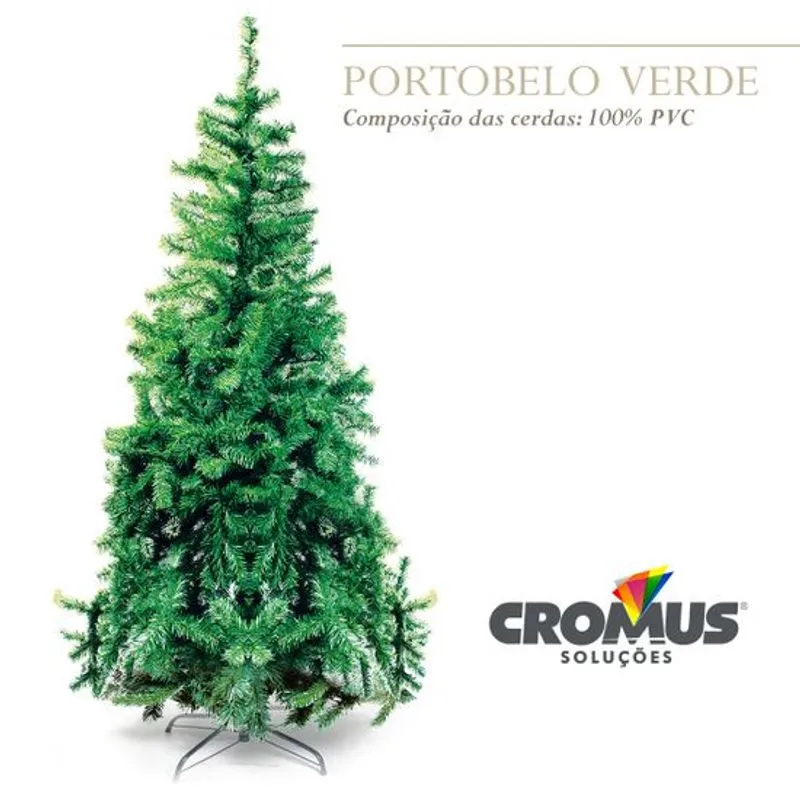 Árvore De Natal Portobelo Verde Base Plástica 2,10m Com 900 Hastes