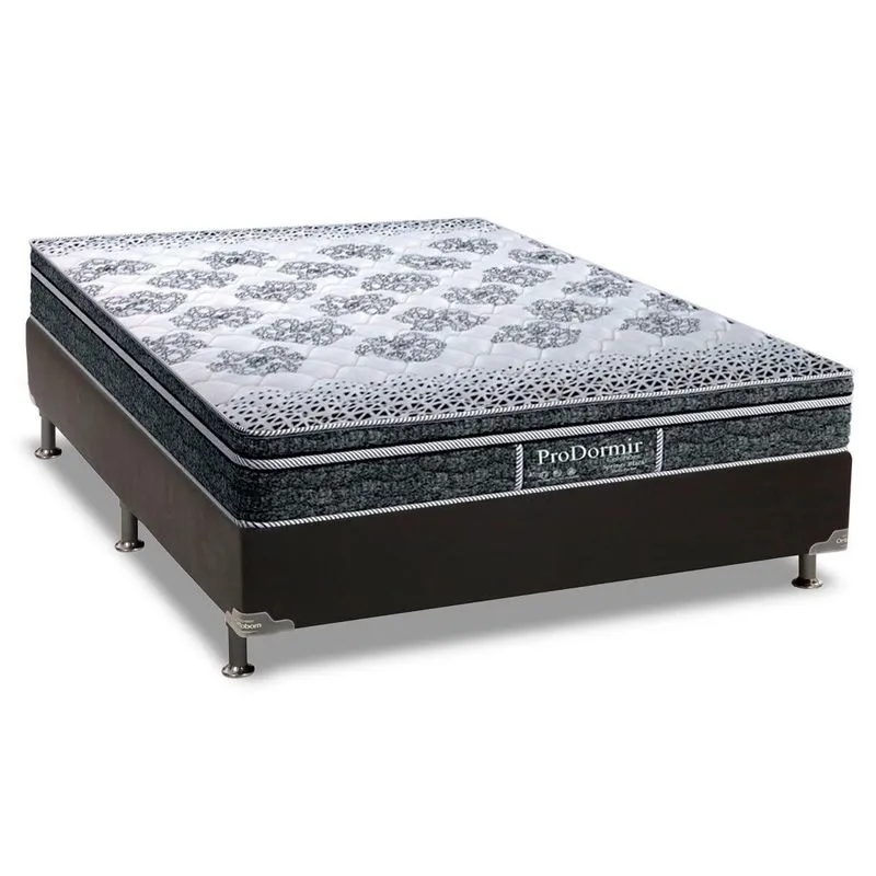 Conjunto Box Casal: Colchão Molas Probel Ensacadas ProDormir Springs + Base CRC Courano Black (138x188)