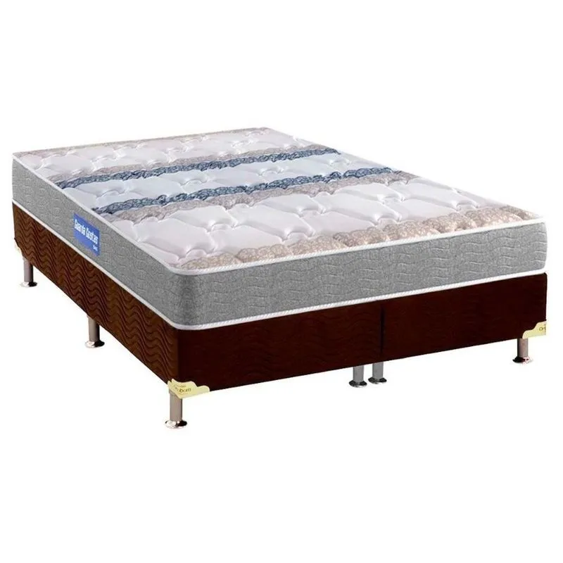 Cama Box King: Colchão Espuma D45 Probel Guarda Costas + Base Crc Suede Brown(193X203)