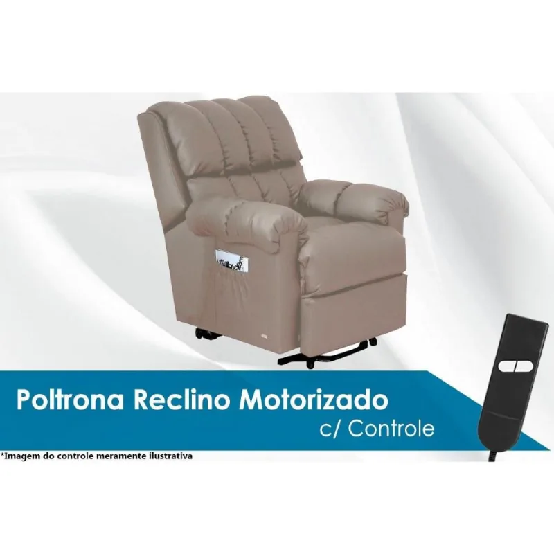 Poltrona Reclinável Motorizada p/ Sala Detroit Golden Zero Wall c/ Lift Courano Bege - Probel