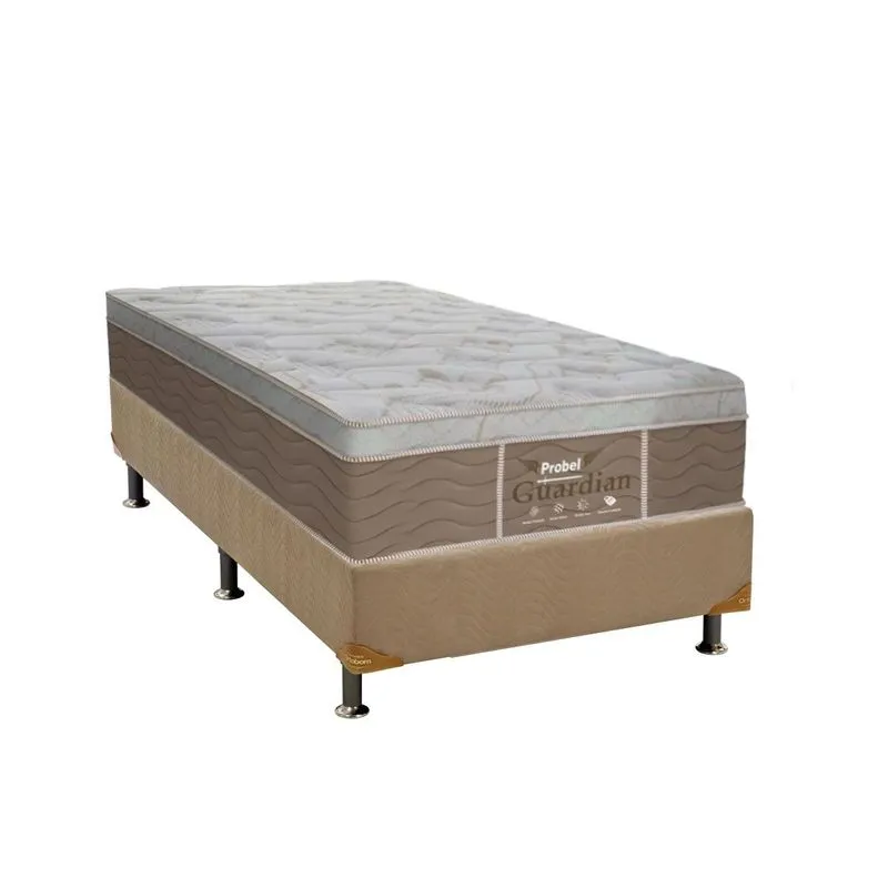Conjunto Box Solteiro: Colchão Molas Probel Prolastic Guardian + Base CRC Suede Clean (88x188)