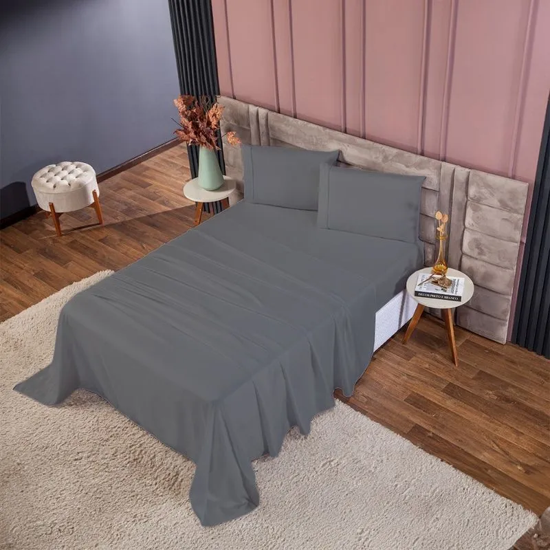 Jogo de Cama 4 Peças 400 Fios Queen em Ponto Palito
