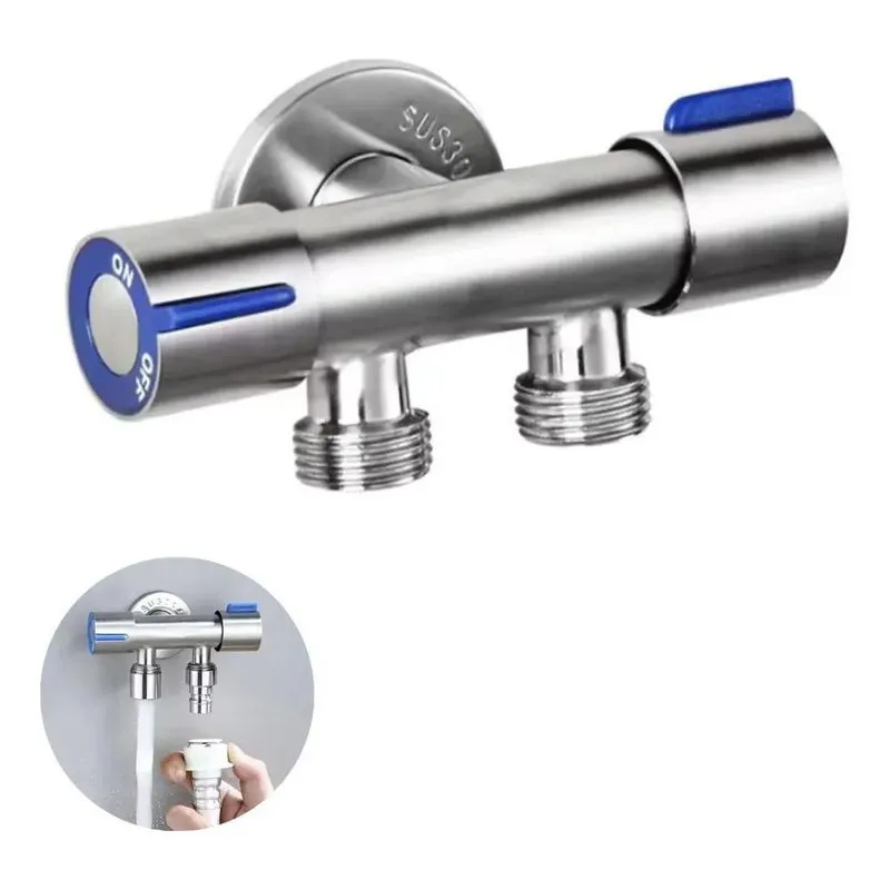 Torneira Registro T Duas Saídas De Água Inox Válvula Duplo