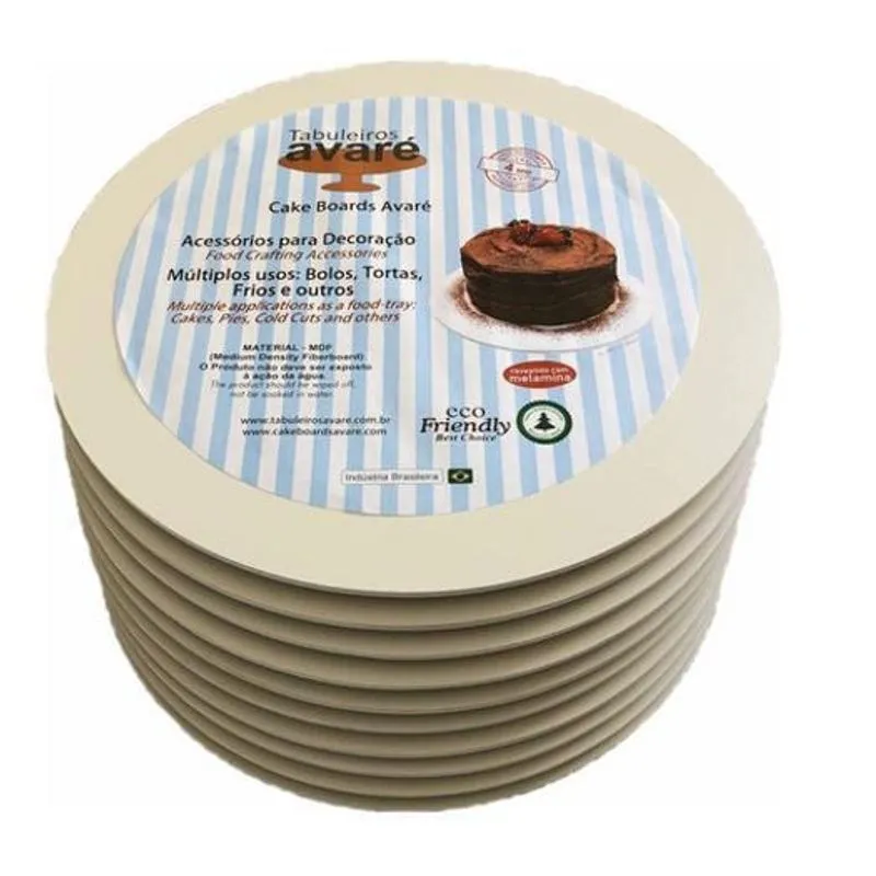 Cake Board Para Bolo Mdf Branco 4mm Redondo 25cm (10 Un)