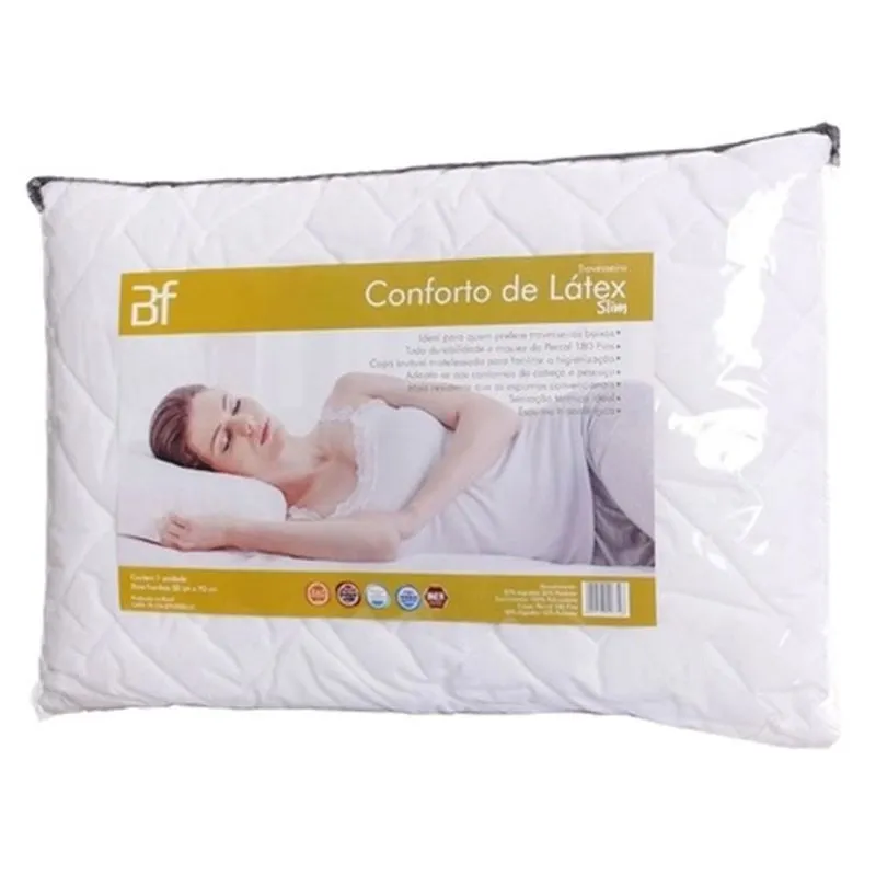 Travesseiro Conforto Látex Slim Com Capa Percal 180 Fios Zíper - bf Colchões