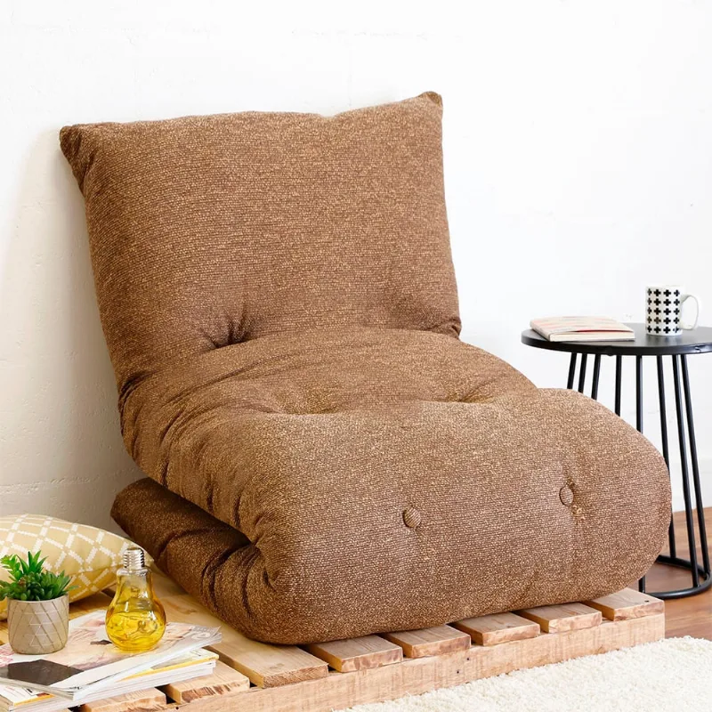Futon Dobrável de Espuma Solteiro Marrom - Emcompre