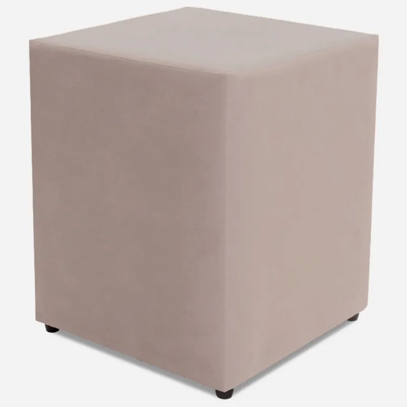 Puff Quadrado Suede Bege 35x35x45cm Decorativo bf Colchões