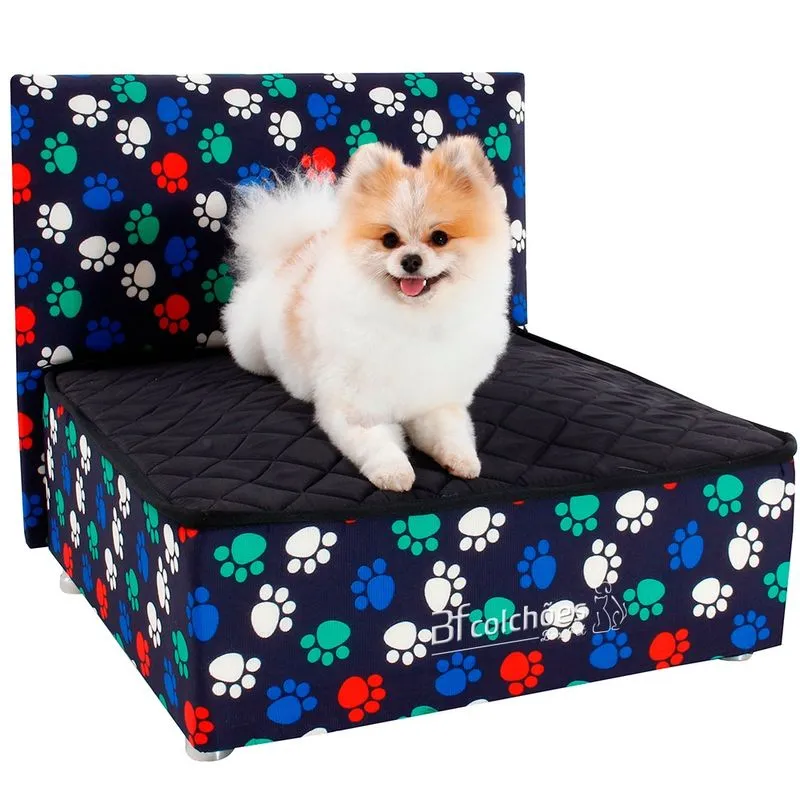 Cama Box Caminha Pet Com Cabeceira Para Cachorros e Gatos Luxo - bf Colchões