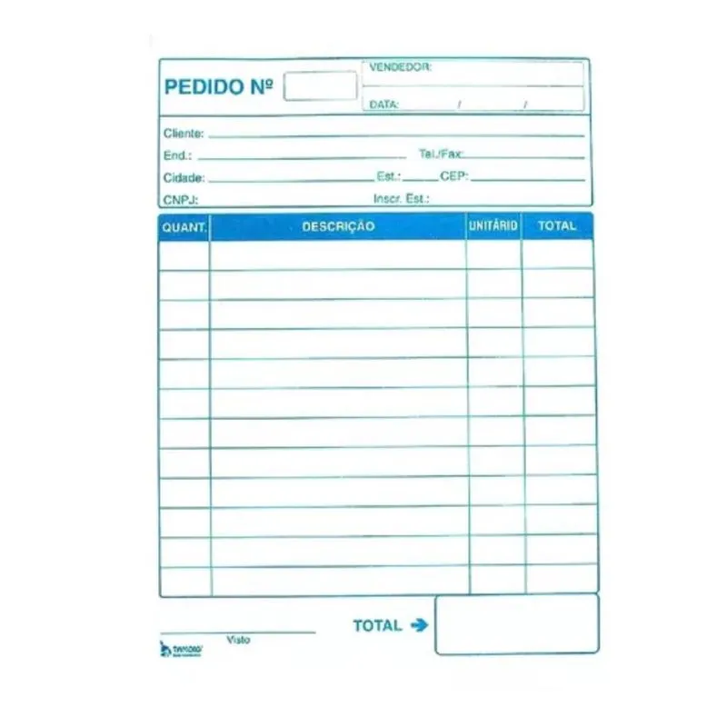 Kit 10 Bloco Pedido 1 Via 50 Folhas Cada Impresso Sem Cópia