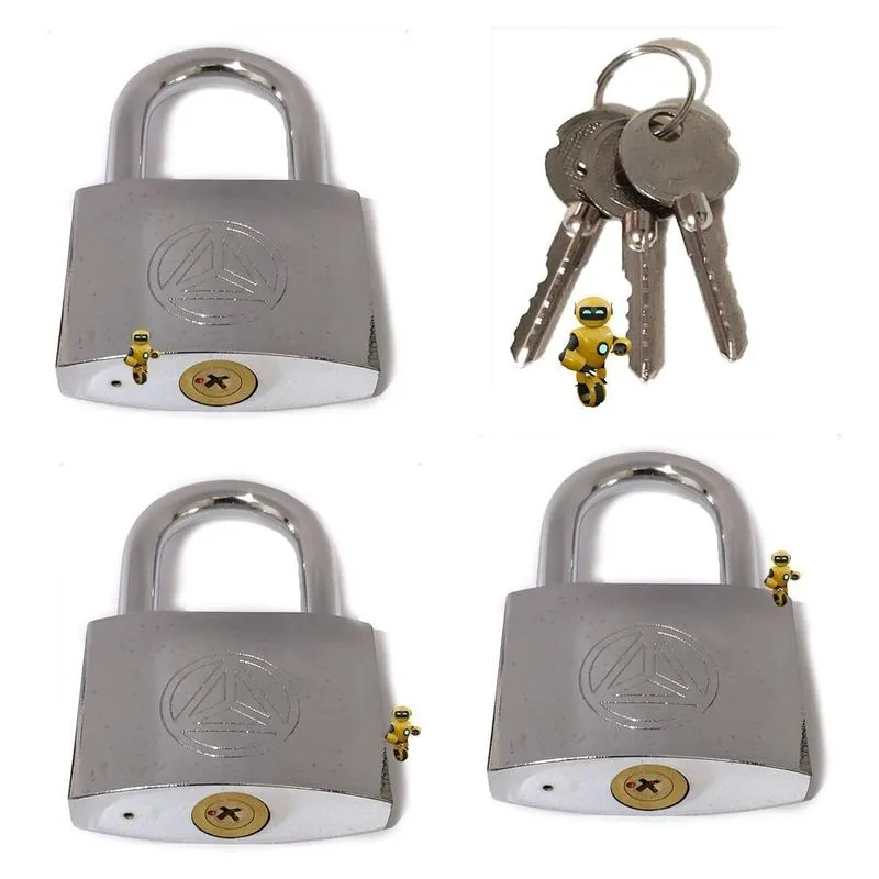Kit 3 Cadeado Chave Tri Anti Furto Portao Armario Porta 38mm