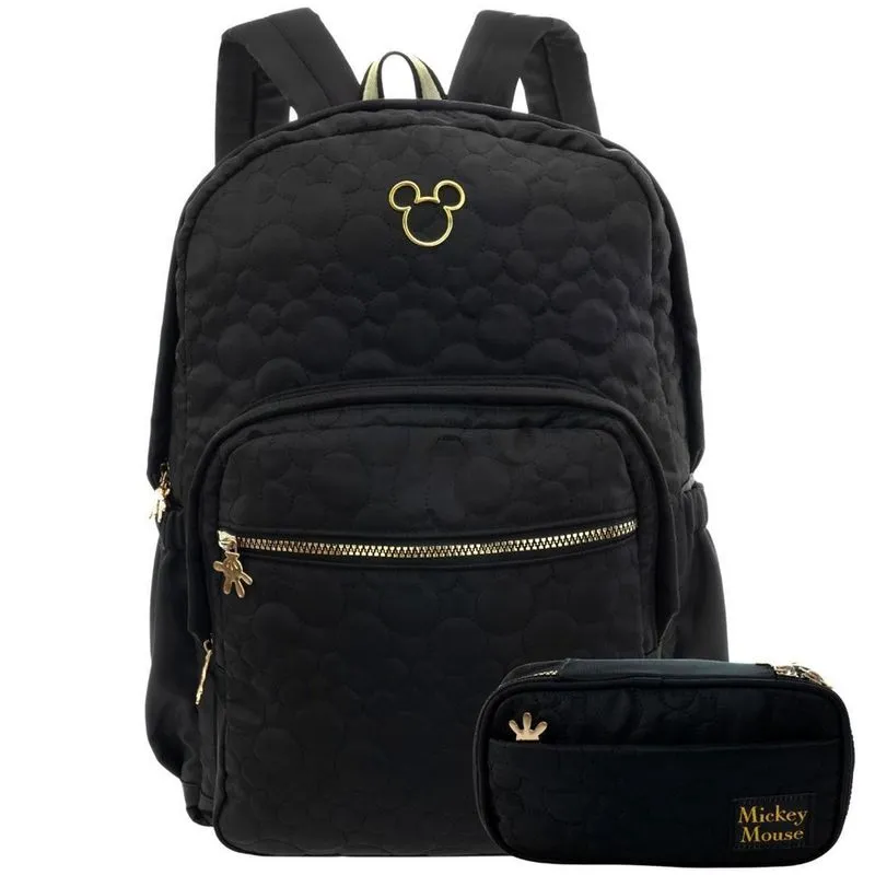 Kit Mochila De Costas Mickey Com Estojo Box Escolar Passeio