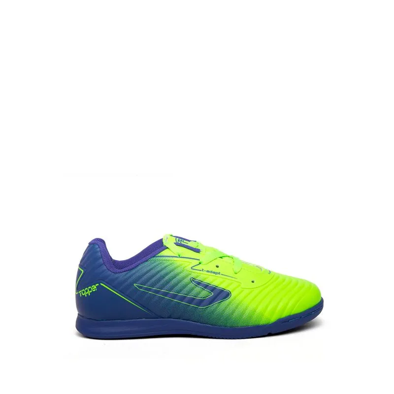 Chuteira Futsal Infantil Topper Forza II Azul e Verde Neon - 36