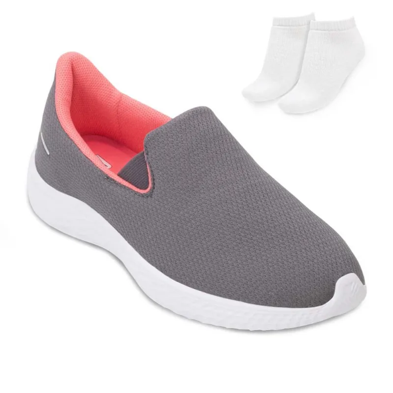Tênis Slip On Rainha Dream IV e Meia RA24 37 / Cinza/Rosa