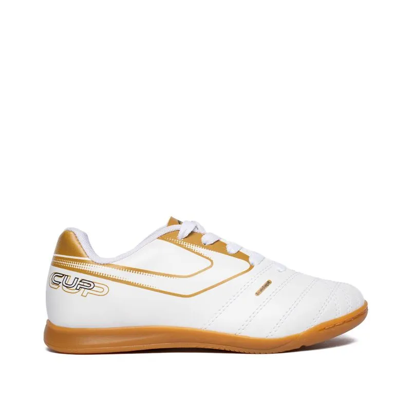 Chuteira Futsal Infantil Topper Cup Viii Branco/Dourado - 31