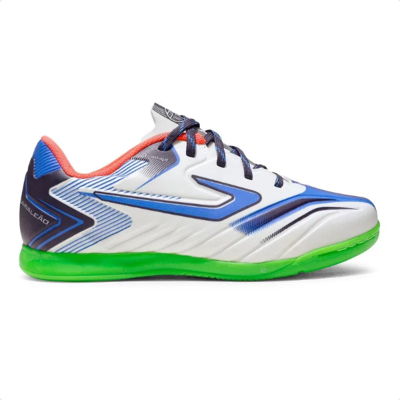 Chuteira Futsal Topper Camaleão Infantil 32 / Branco / Azul