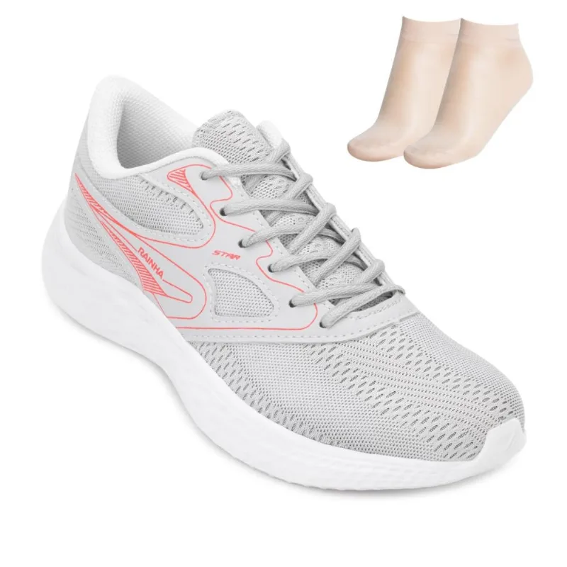 Tênis Rainha CP Star e Meia RA25 38 / Cinza/Pink