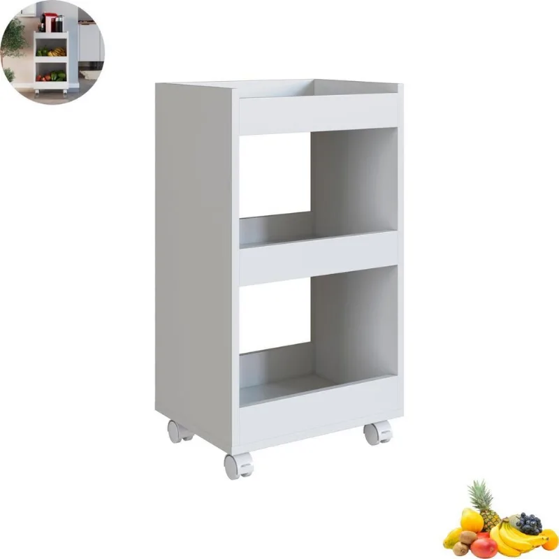 Fruteira Carrinho Multiuso Organizador Cozinha Branco