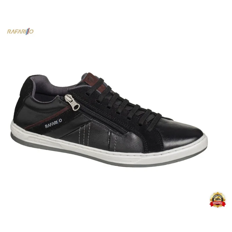 Sapatenis Masculino de Couro Rafarillo Flash 65022 - Preto