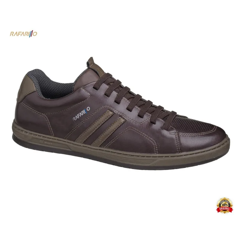 Sapatênis Masculino em Couro Rafarillo Flash - 65030 Marrom