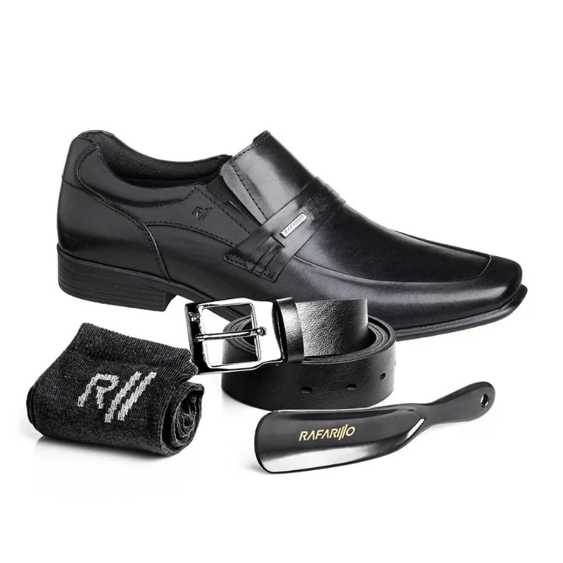 Kit sapato social masculino rafarillo 45030 em couro 4 peças