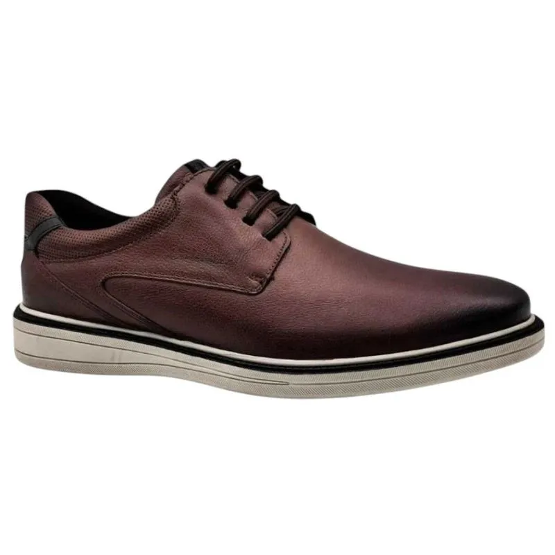 Sapato Social Masculino N°38 Rafarillo Boston Em Couro Mogno Café Preto 99007-01T (MP)