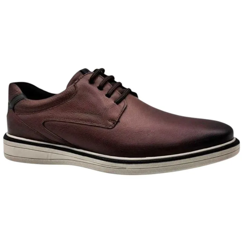 Sapato Social Masculino N°39 Rafarillo Boston Em Couro Mogno Café Preto 99007-01T (MP)