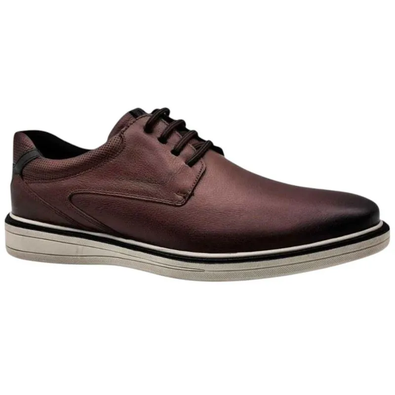 Sapato Social Masculino N°41 Rafarillo Boston Em Couro Mogno Café Preto 99007-01T (MP)