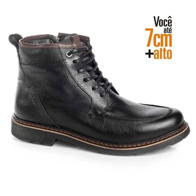 Bota Coturno Masculina Rafarillo Couro Aumenta Altura Lisa