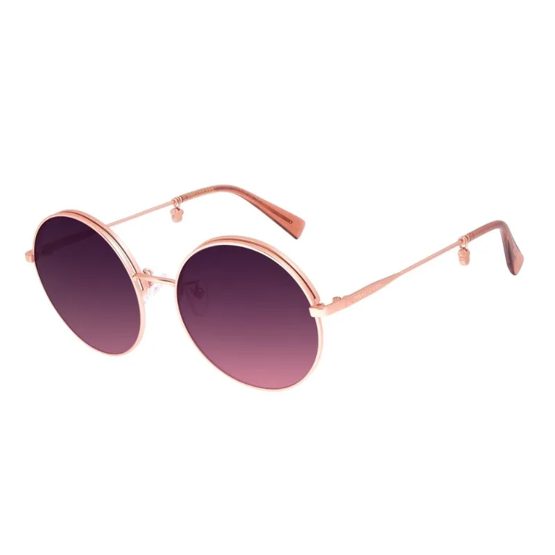 Óculos de Sol Feminino Disney Minnie Mouse Redondo Flap Banhado a Ouro Rosé OC.MT.3117.9595 M