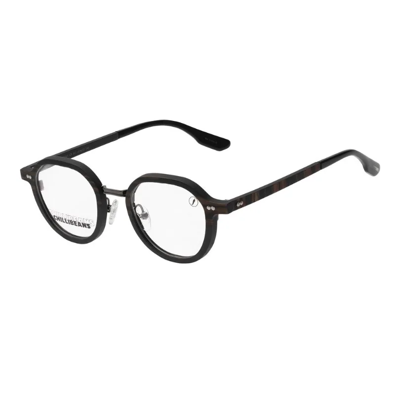 Armação Para Óculos De Grau Unissex Premium Edition Redondo Ônix LV.MT.0635.2261 M