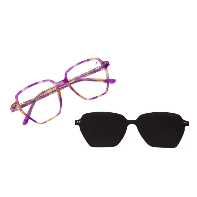 Armação para Óculos de Grau Ótica Chilli Beans Unissex Multi Quadrado Polarizado Tartaruga Roxo LV.MU.0790.0614 M