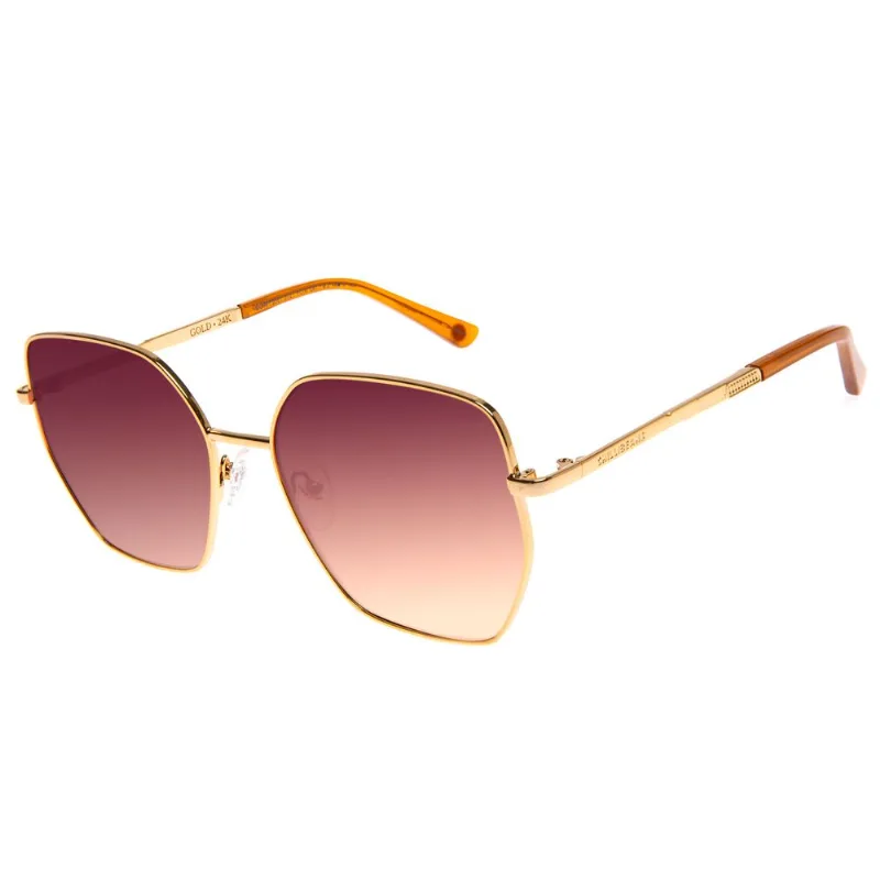 Óculos de Sol Feminino Gold Borboleta Quadrado Degradê Marrom OC.MT.3561.5721 M