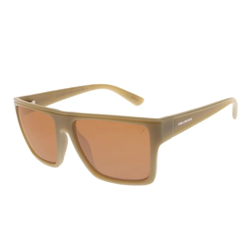 Óculos de Sol Masculino Chilli Beans Quadrado Marrom Polarizado OC.CL.4008.9915 M