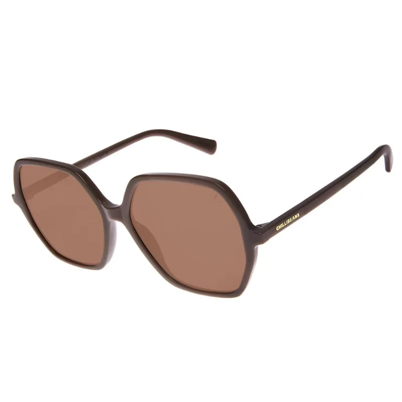 Óculos de Sol Feminino Chilli Beans Hexagonal Casual Bege OC.CL.4380.2323 M