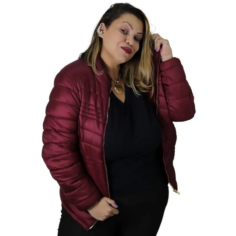 Jaqueta Nylon Feminina Plus Size Forro Aveludado City Lady 628032
