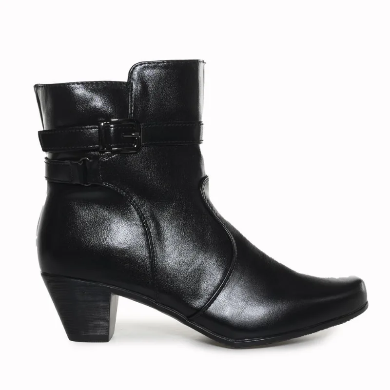Bota Mooncity Ankle Boot Fivela Feminina Preta PRETO - 34