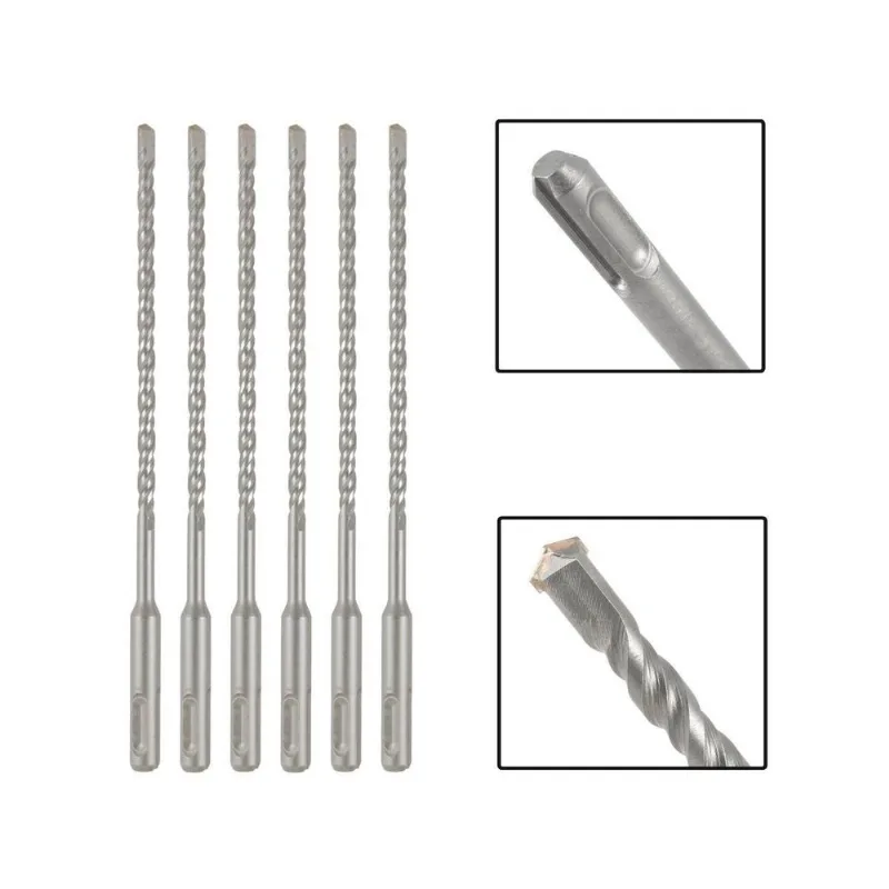 Jogo 6 Brocas Sds Plus 8X260 Mm Aço Carbono Tungstênio