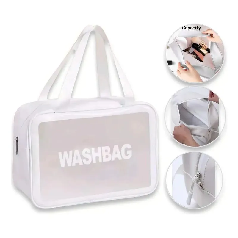 Bolsa Feminina Transparente Necessaire Maquiagem Grande Cor