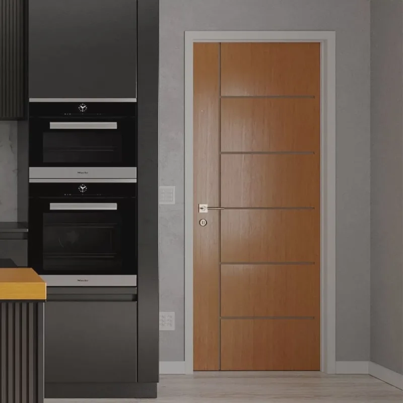 Folha de Porta de Madeira 210x80cm Espessura 3,5cm mso Eucaplac Frisada Elegance Eucatex Nogal Mel - Eucatex