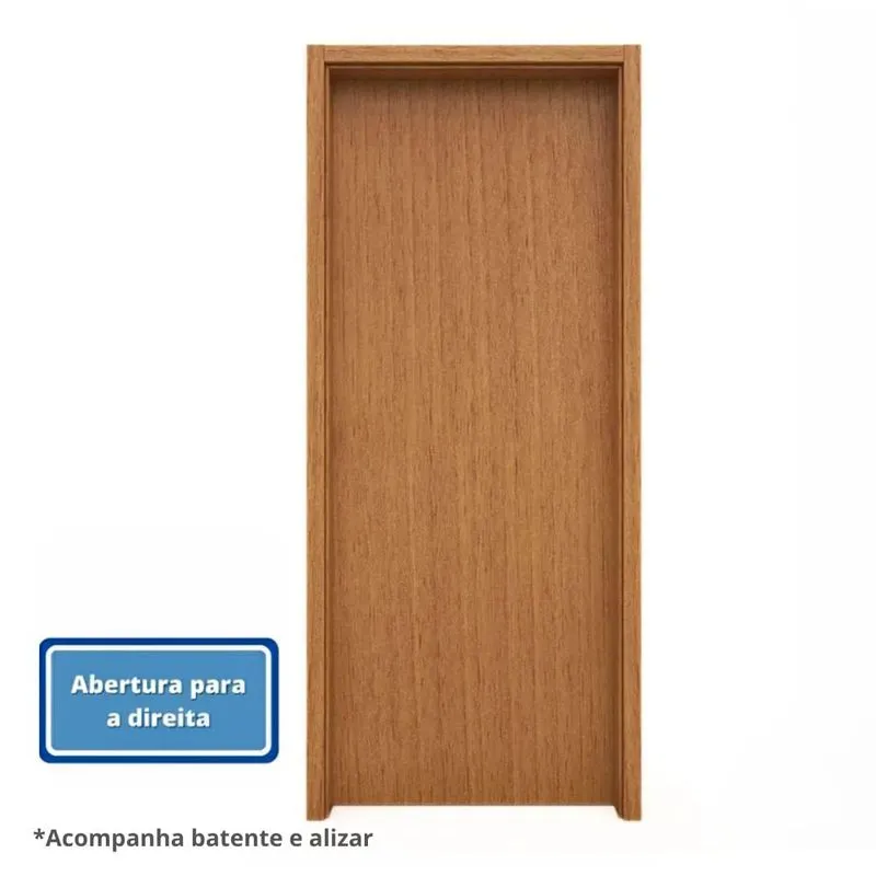 Kit Porta Eucatex Eucaplac Direito Com Batente E Alizar 210x70cm Nogal Mel (MP)