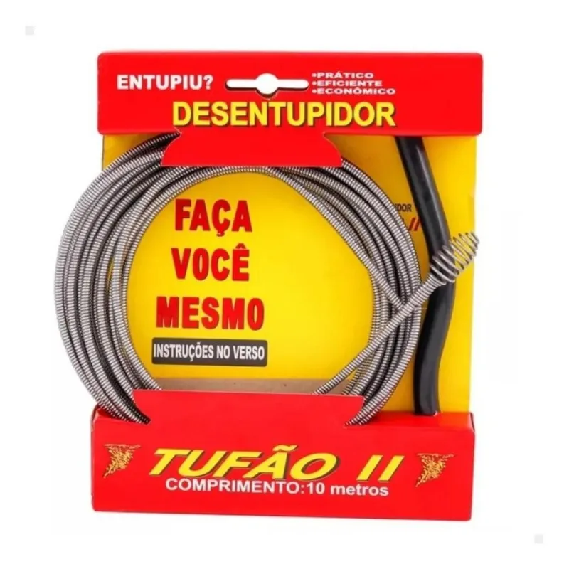 3x Desentupidor Tufão Aço 10m Ralo Pia Tanque Cozinha Banhei