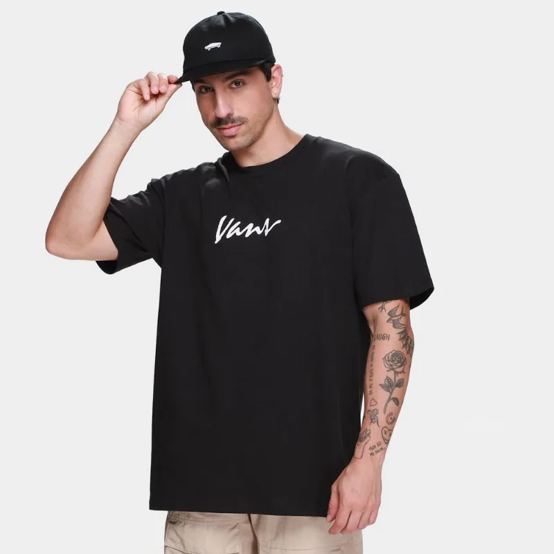 Camiseta Vans Classic Script Masculina - Masculino - Preto+Branco