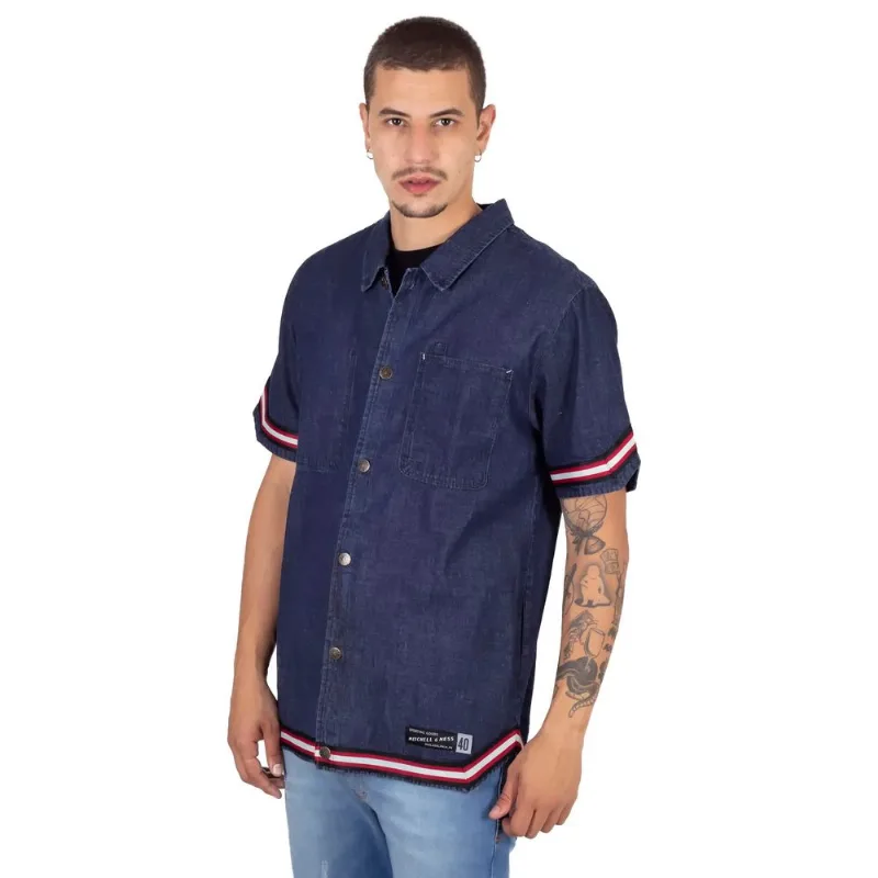 Camisa Mitchell & Ness Manga Curta Branded Azul Marinho - GG