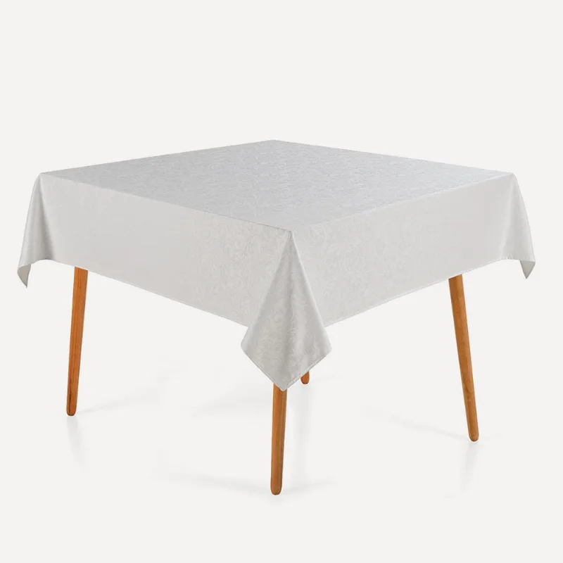 Toalha de Mesa Quadrada 8 Lugares Jacquard Blanka Branco